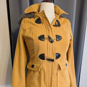 EUC Mossimo mustard corduroy toggle hooded coat sz M